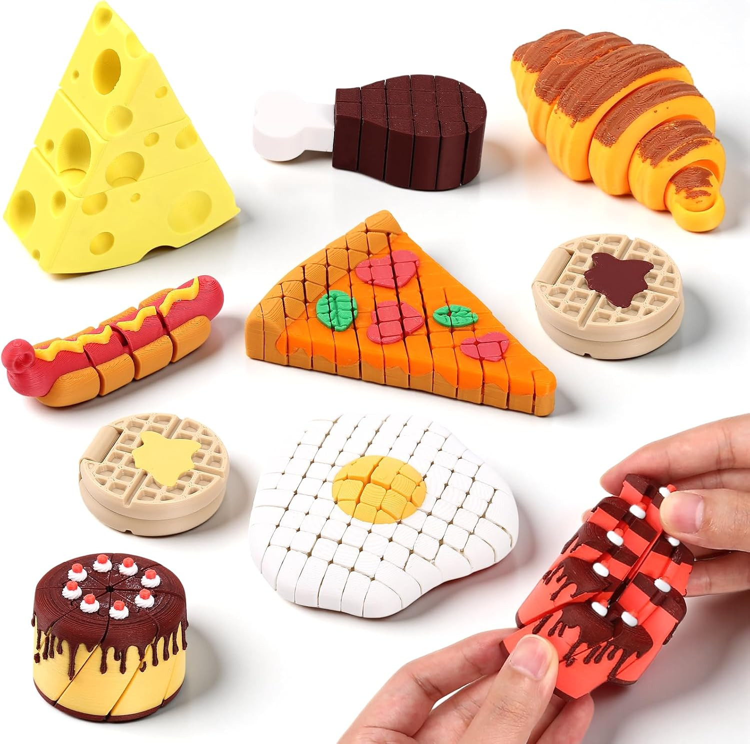 10PCS 3D Printed Food Fidget Toys, Mini Pretend Food for Sensory Play Kitchen, Small Stress Relief Birthday Gift for Boys Girls Kids Preschool Classroom | Amazon (US)