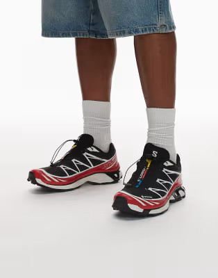 Salomon XT-6 GTX trainers in black and  flame scarlet and vanilla ice | ASOS (Global)