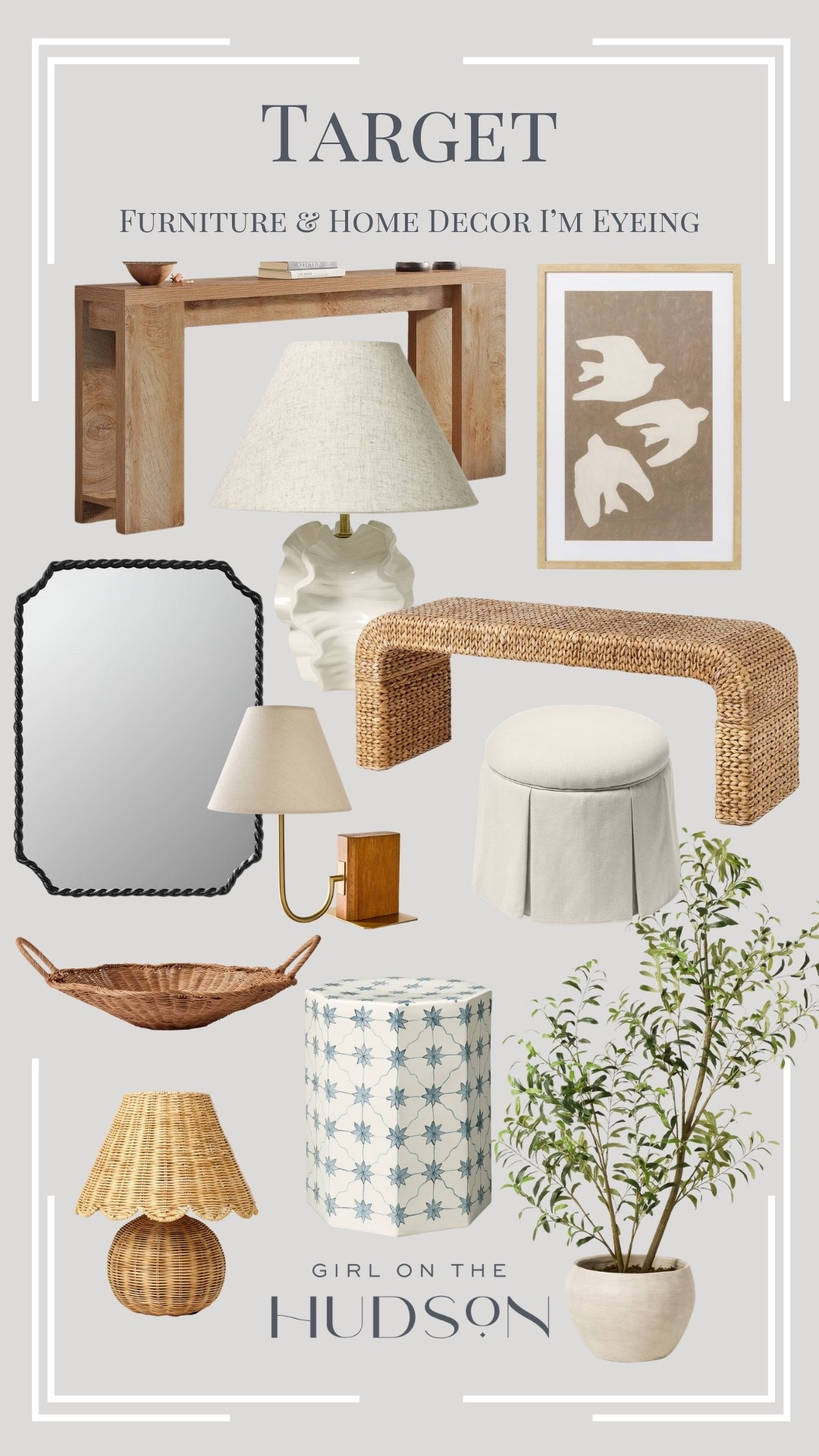 Target furniture, lighting and home decor I’m eyeing!

Mirrors, console table, bench, art, ottomans, lamps and the prettiest faux tree! 

#LTKHome #LTKSaleAlert #LTKSeasonal