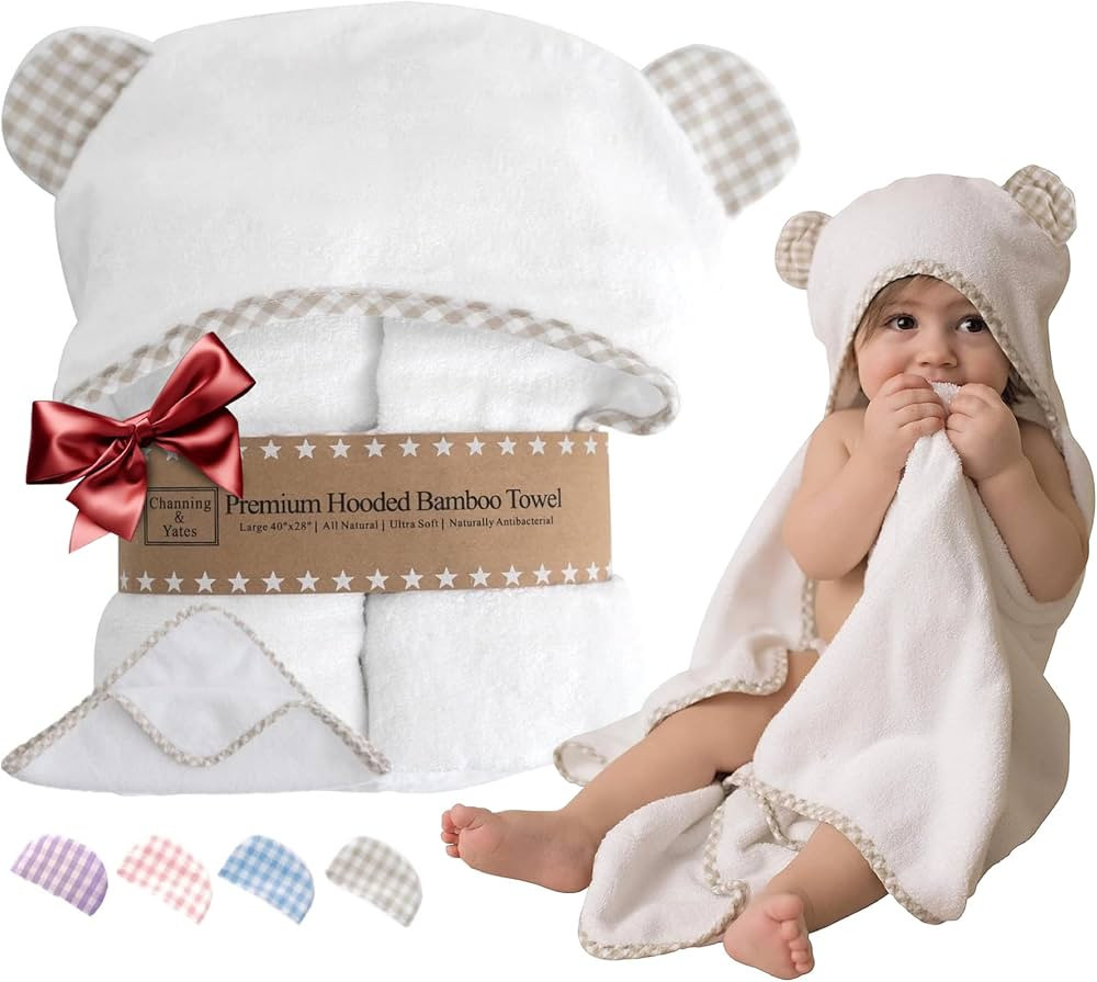 Channing & Yates Premium Organic Baby Towel Set - Soft Viscose Bamboo Hooded Towel & Washcloth - ... | Amazon (US)