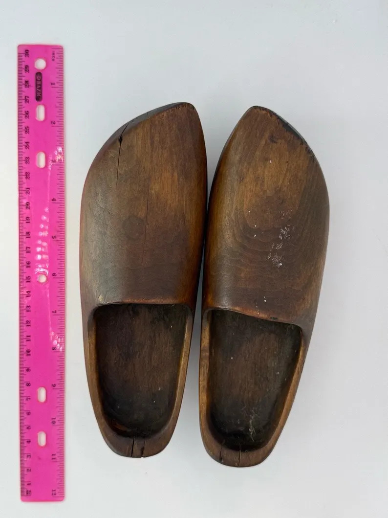 Vintage Hand Carved Wooden Dutch Clogs Pair Small Decorative Shoes | Etsy (US)