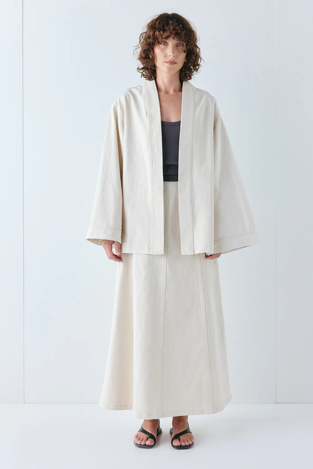 Una Denim Jacket Cream | VRG Grl