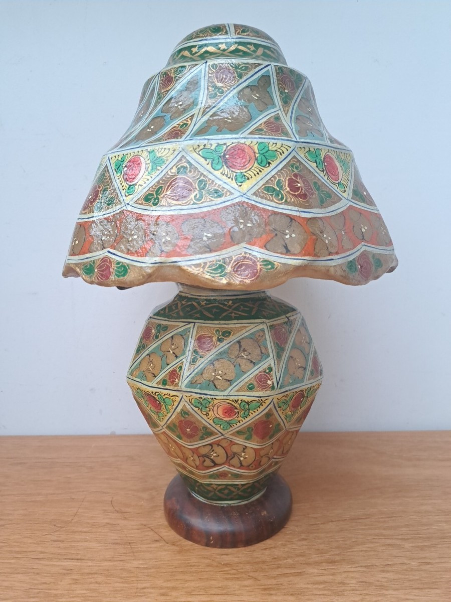 Vintage Boho 60s 70s Camel Skin Hide Handmade Hand Painted Glowing Table Lamp  | eBay | eBay US