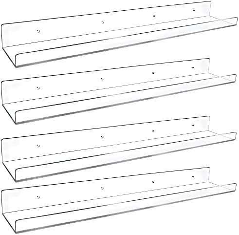 NIUBEE 2 -Packs Kids Acrylic Floating Bookshelf 36 Inch, Clear Bathroom Wall Floating Shelves, Invis | Amazon (US)