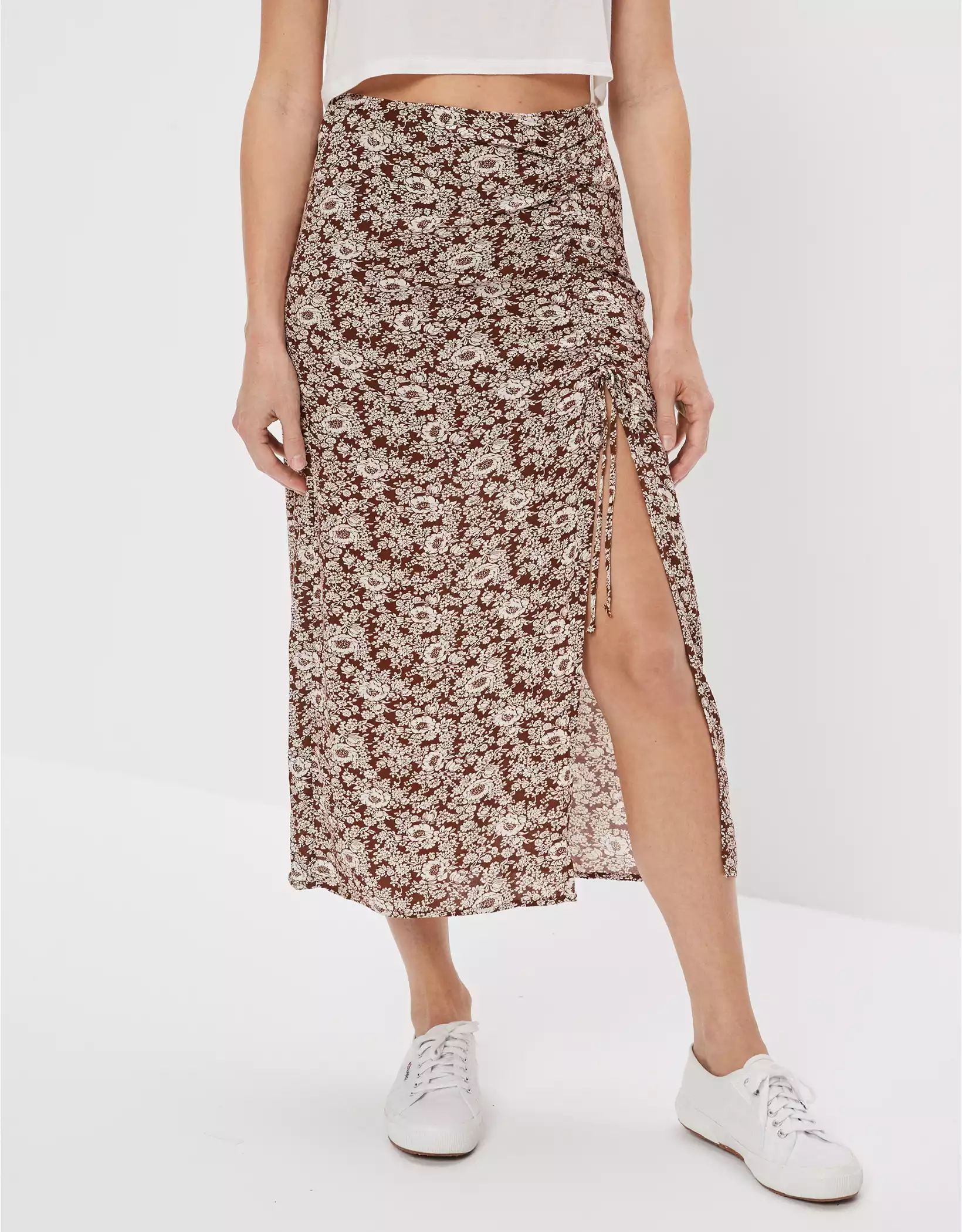 AE Floral Slip Midi Skirt | American Eagle Outfitters (US & CA)