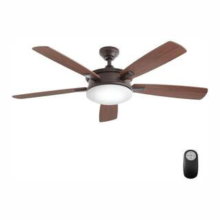 Daylesford 52 in. LED Indoor Oiled Rubbed Bronze Ceiling Fan with Light Kit and Remote Control | The Home Depot