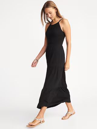 High-Neck Waist-Defined Maxi Dress for Women | Old Navy US