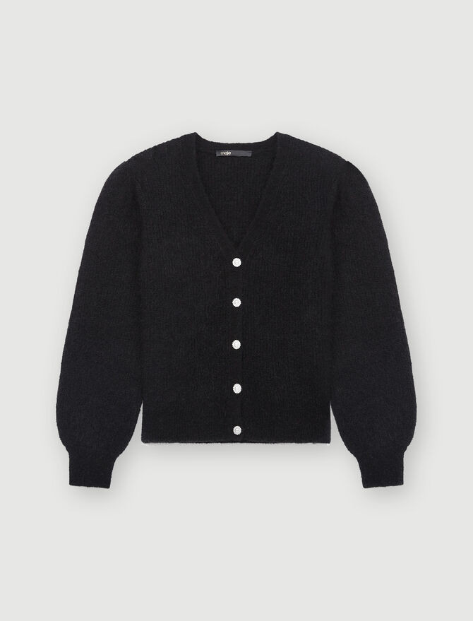 Mohair cardigan with jewel buttons | Maje US