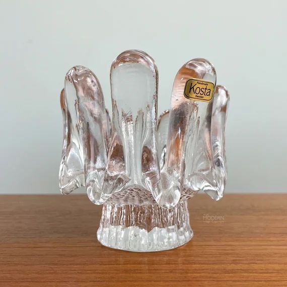 Kosta Sweden Goran Warff Sunflower Glass Votive Candleholder | Etsy | Etsy (US)