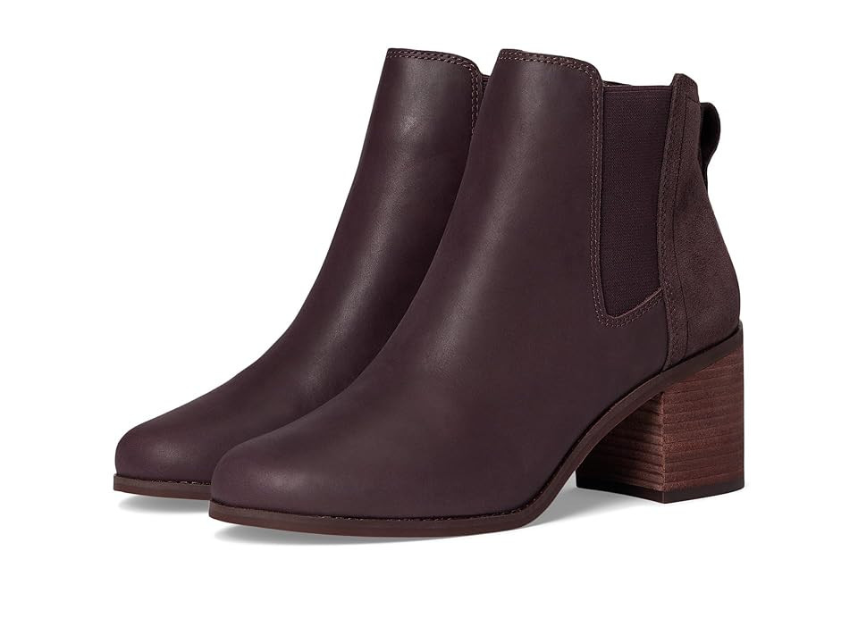 TOMS Evelyn Chelsea Women's Boots Blackberry Leather : 6.5 B - Medium | Zappos