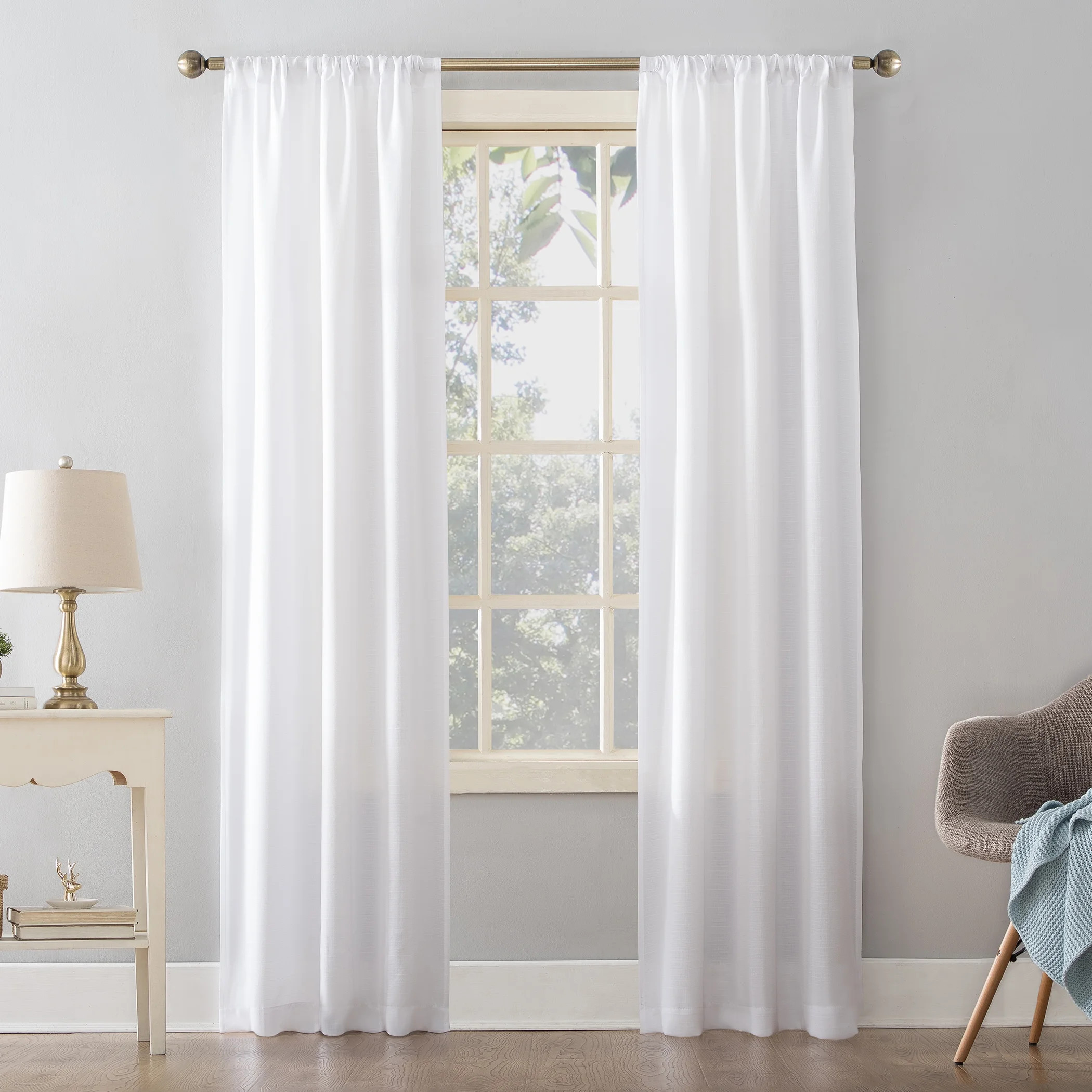 Mainstays Textured Solid Curtain Single Panel, 38" x 95", White - Walmart.com | Walmart (US)