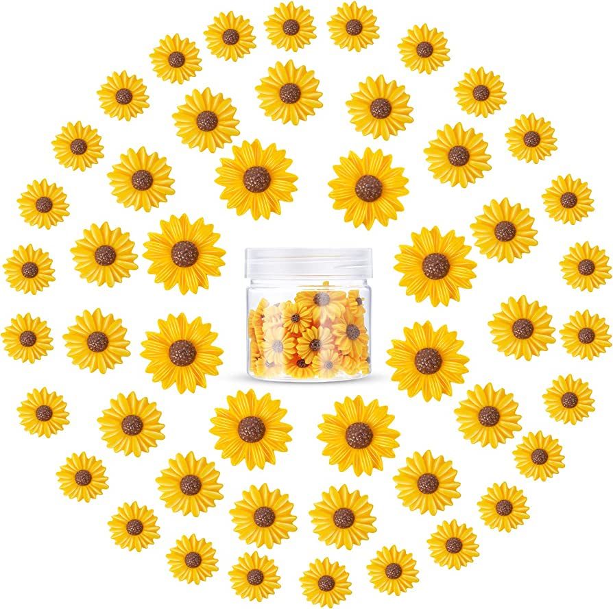 50 Pieces Flatback Resin Daisy Flowers Daisy Flower Epoxy Charms Mini Decorated Daisies Artificia... | Amazon (US)