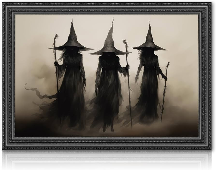 JarThenaAMCS Halloween Canvas Wall Art Prints Dark Academia Scary Witch Silhouette Art Poster Cre... | Amazon (US)