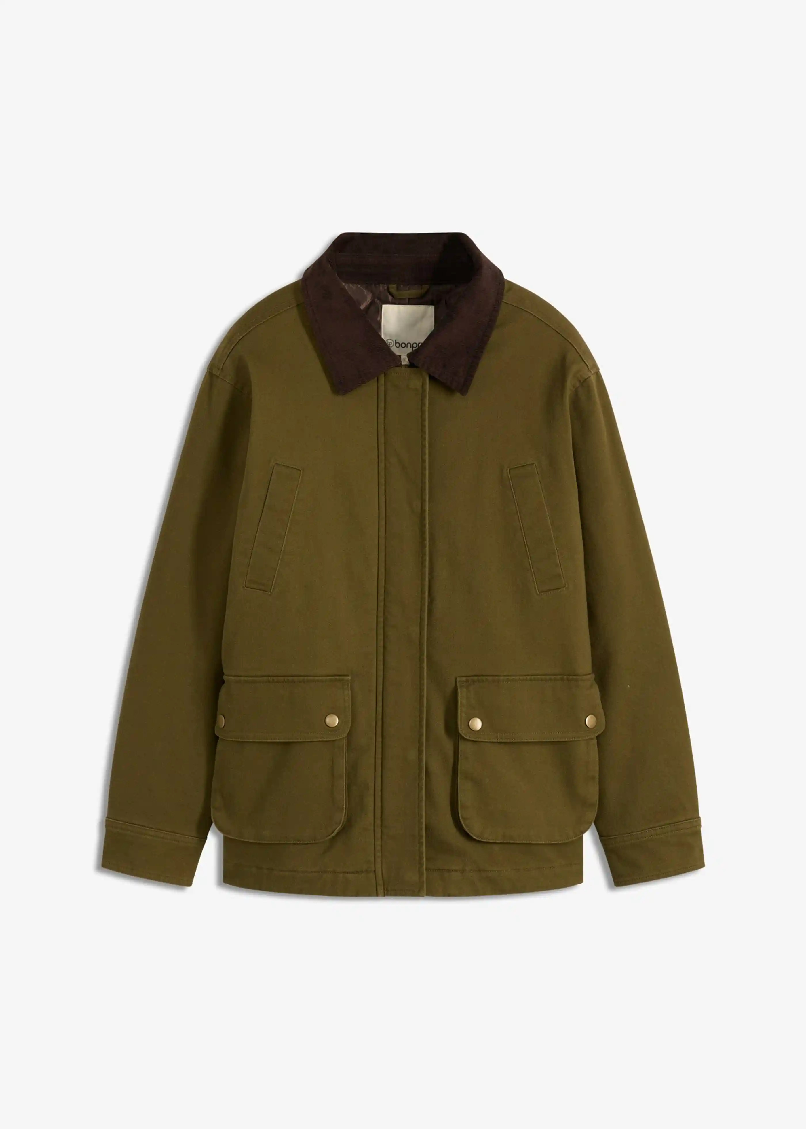 Oversize gefütterter Parka mit Cordkragen und Taschen - grün | Bonprix DE