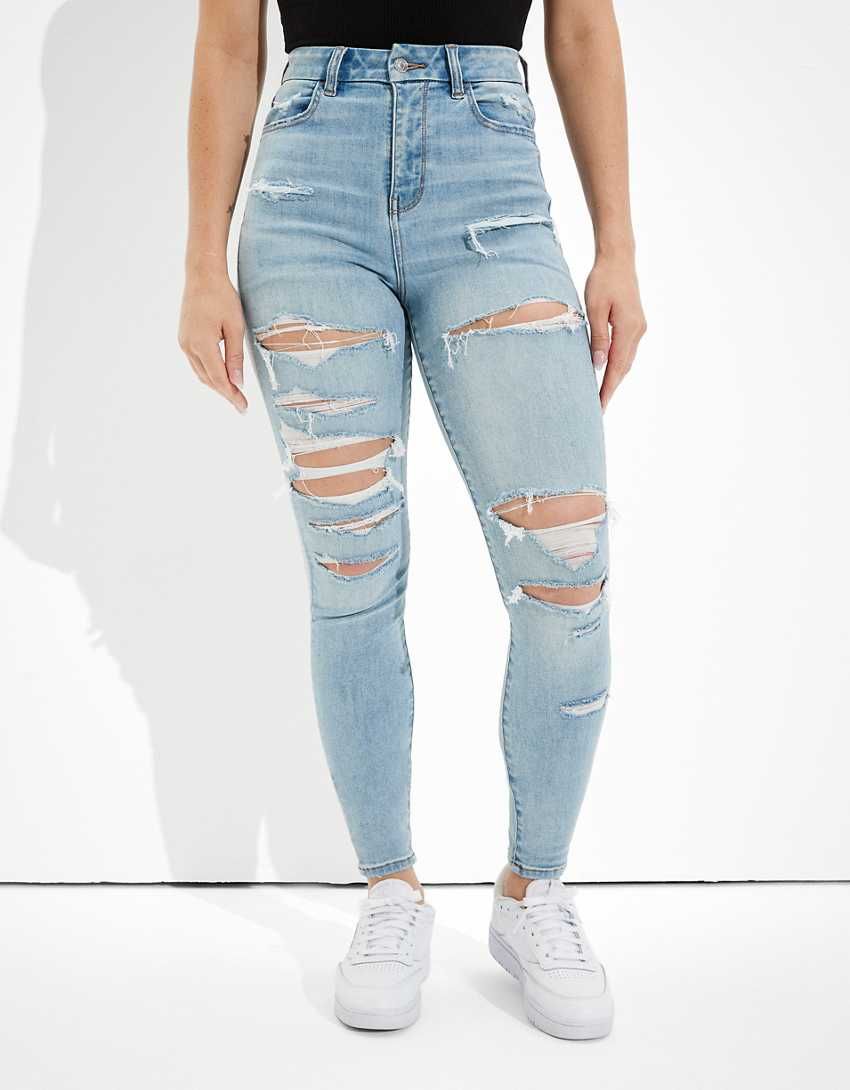 AE Ne(x)t Level Ripped Curvy Super High-Waisted Jegging | American Eagle Outfitters (US & CA)