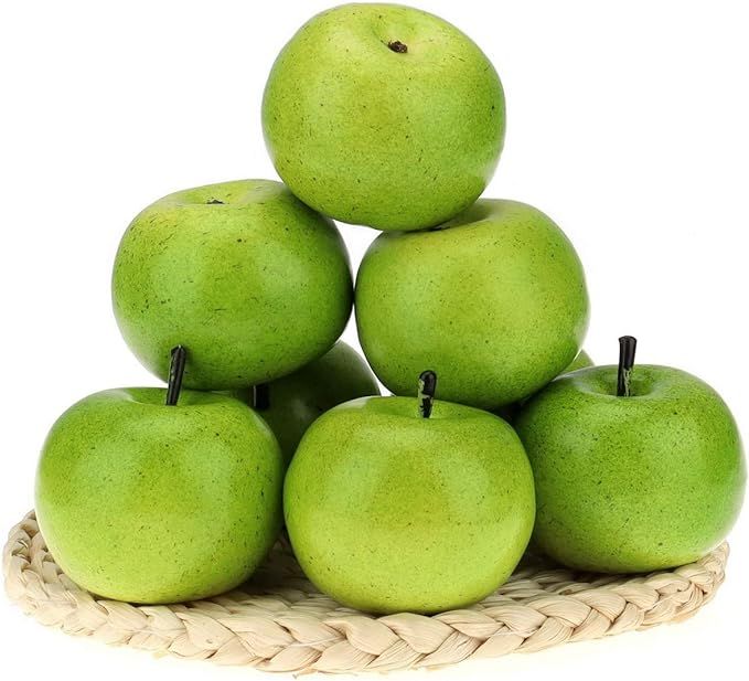 Gresorth 6pcs Lifelike Artificial Green Apple Faux Fake Apples Fruit Home House Kitchen Cabinet D... | Amazon (US)
