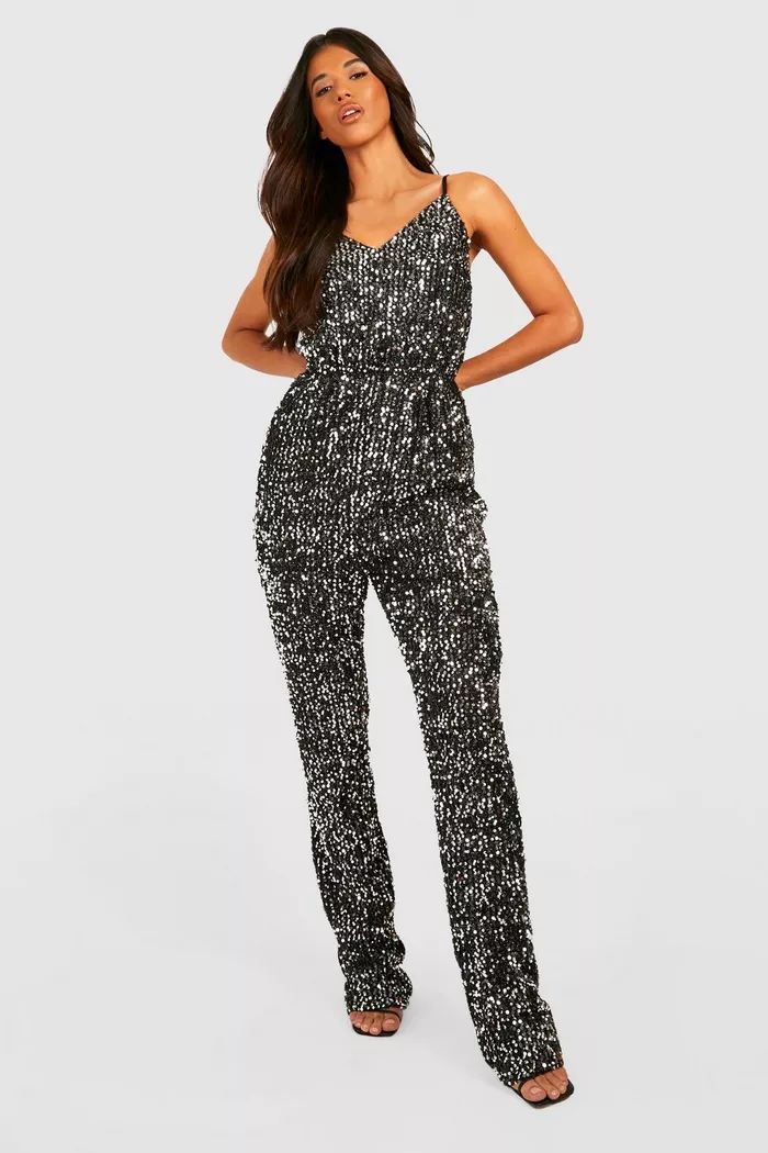 Tall Strappy Sequin Jumpsuit | boohoo (US & Canada)