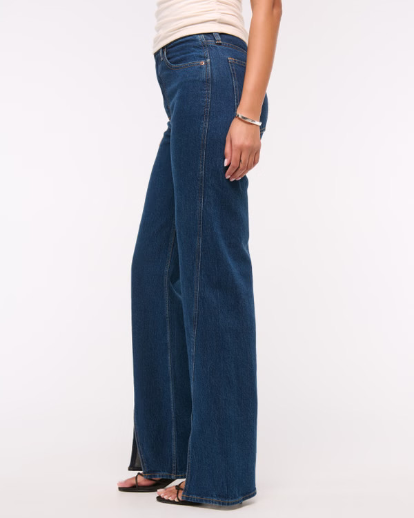 Women's High Rise 90s Relaxed Split-Vent Hem Jean | Women's Bottoms | Abercrombie.com | Abercrombie & Fitch (US)