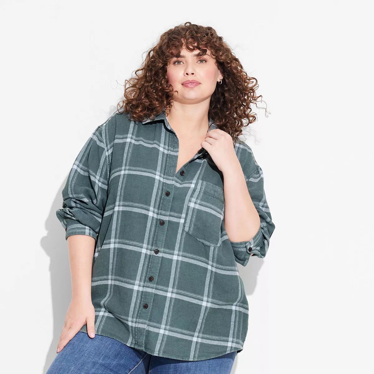 Women's Long Sleeve Oversized Flannel Button-Down Shirt - Wild Fable™ Plaid | Target