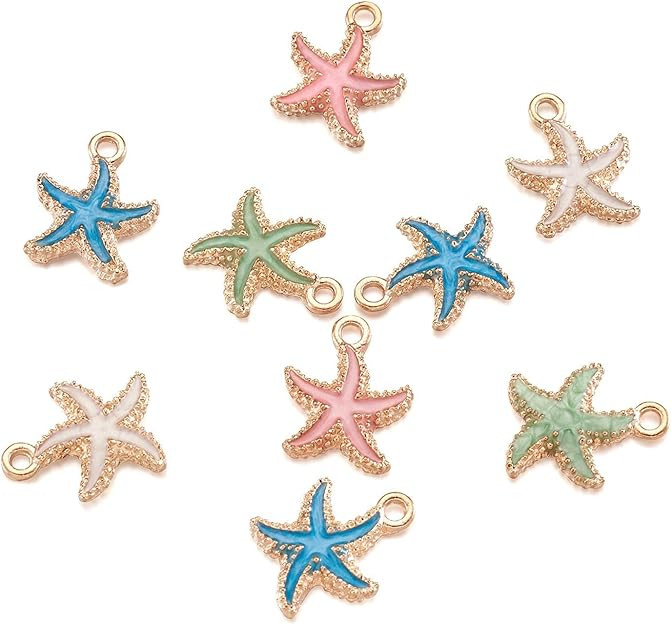 Amazon.com: Craftdady 50Pcs Random Mixed Color Enamel Starfish Pendants 18x14.5mm Gold Plated Met... | Amazon (US)