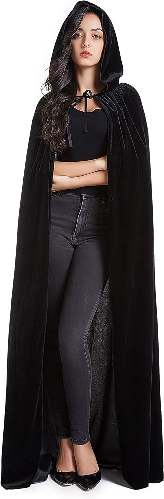 Unisex Halloween Costume Cape Hooded Velvet Cloak for Men and Womens | Amazon (US)
