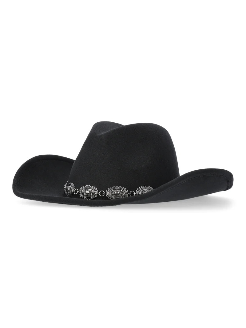 Madden NYC Women's Cowgirl Hat with Belt Accent, Black | Walmart (US)