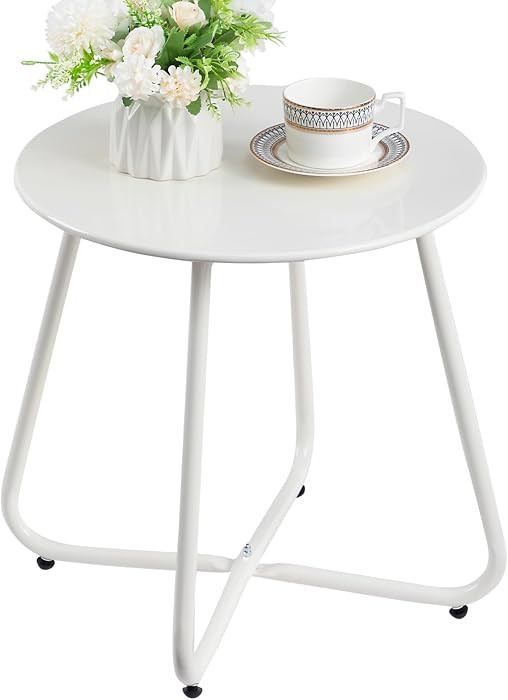 HollyHOME Beistelltisch Outdoor Balkontisch Klein Gartentisch Rund Beistelltisch Metall Wetterfes... | Amazon (DE)