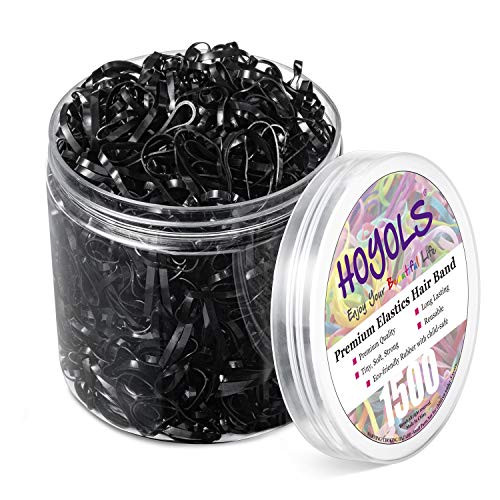 HOYOLS Black Elastic Hair Ties Rubber Bands Mini Polyband Soft Ponytail Holder for Teens Girls TPU Pack 1500 | Amazon (US)