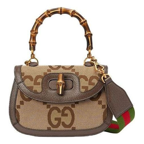 (WMNS) Gucci Bamboo 1947 Jumbo GG Small Top Handle Bag 'Beige Brown' 675797-UKMDT-2570 | KICKS CREW