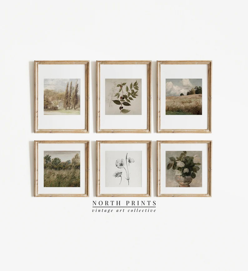 Square French Country Farmhouse Gallery Wall Print SET | Vintage Neutral Art | PRINTABLE Download... | Etsy (US)