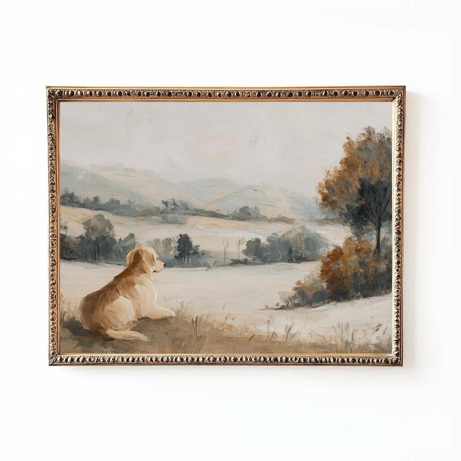 Vintage Golden Retriever Painting: Rustic Dog Wall Art Print (Digital Download | Etsy (Global)