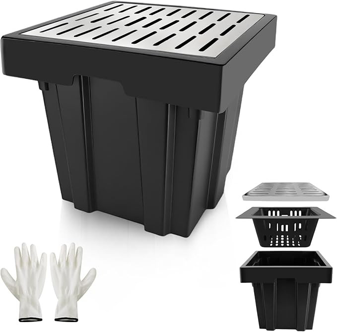 18x18x15 Inch Catch Basin with Stainless Steel Grate, Large Drainage Basin with Debris Basket, Fr... | Amazon (US)