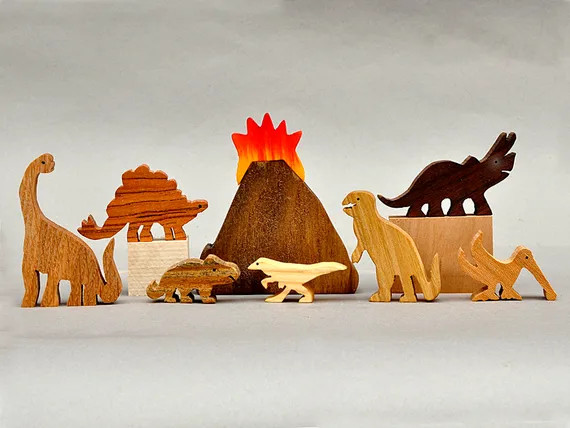 Dinosaur Animal Play Set Wooden Block Toys for Children Kids | Etsy | Etsy (US)
