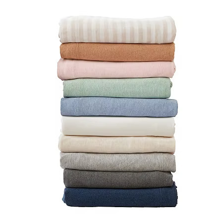 Linery Heathered Jersey Sheet Set, One Size, Blue | JCPenney