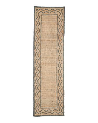 2x8 Slate Scalloped Design Flat Weave Runner | TJ Maxx