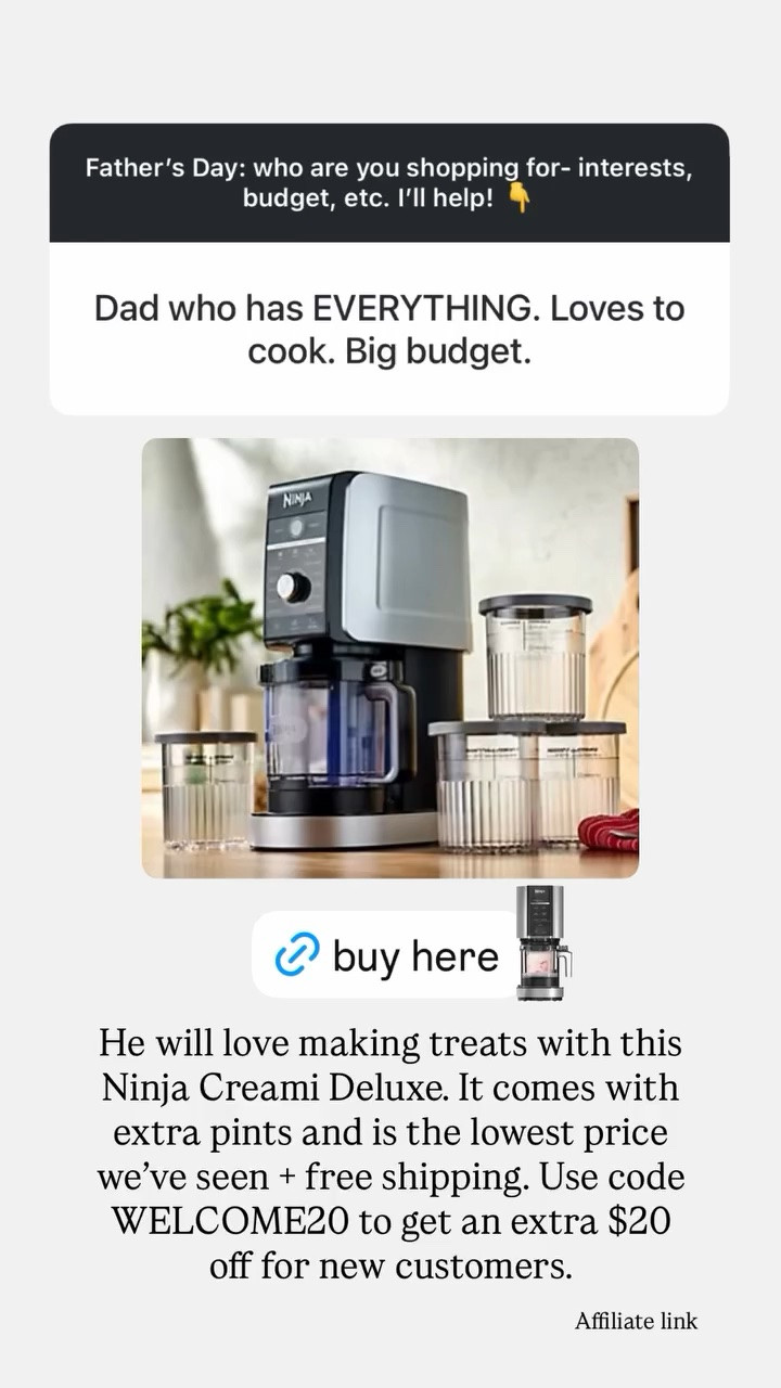 Father’s Day gift idea: He will love making treats with this Ninja Creami Deluxe. It comes with extra pints and is the lowest price we’ve seen + free shipping. Use code WELCOME20 to get an extra $20 off for new customers.

#LTKMens #LTKSaleAlert #LTKdayinmylife
