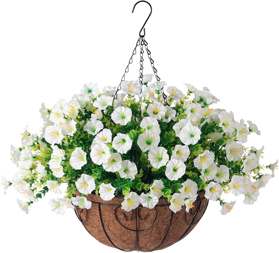 Ivydale Artificial Fake Hanging Flowers Plants Baskets for Outdoor Spring Summer Decoration, Faux... | Amazon (US)