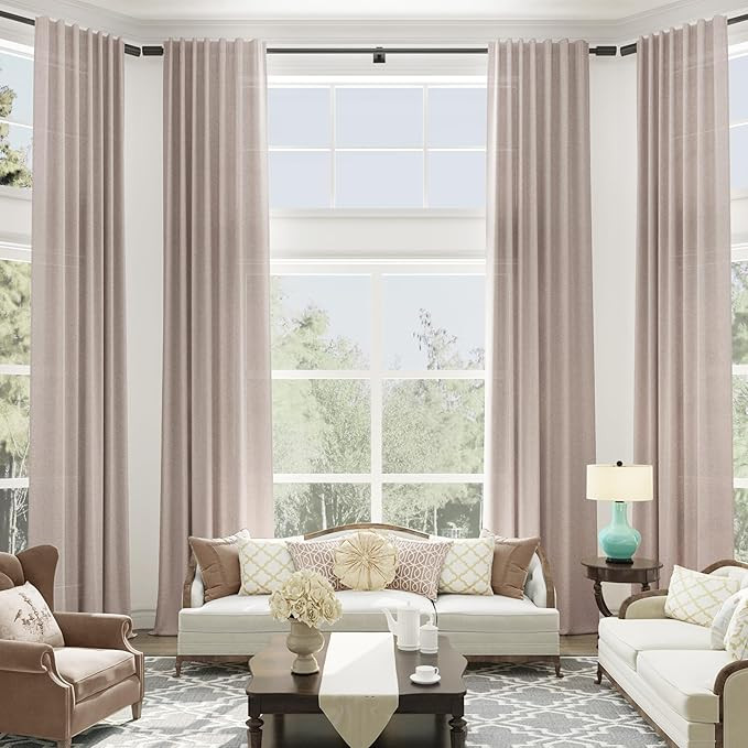 168 Inch Linen Curtains for Ceiling to Floor Living Room Curtains 1 Panel Back Tab Custom Curtain... | Amazon (US)