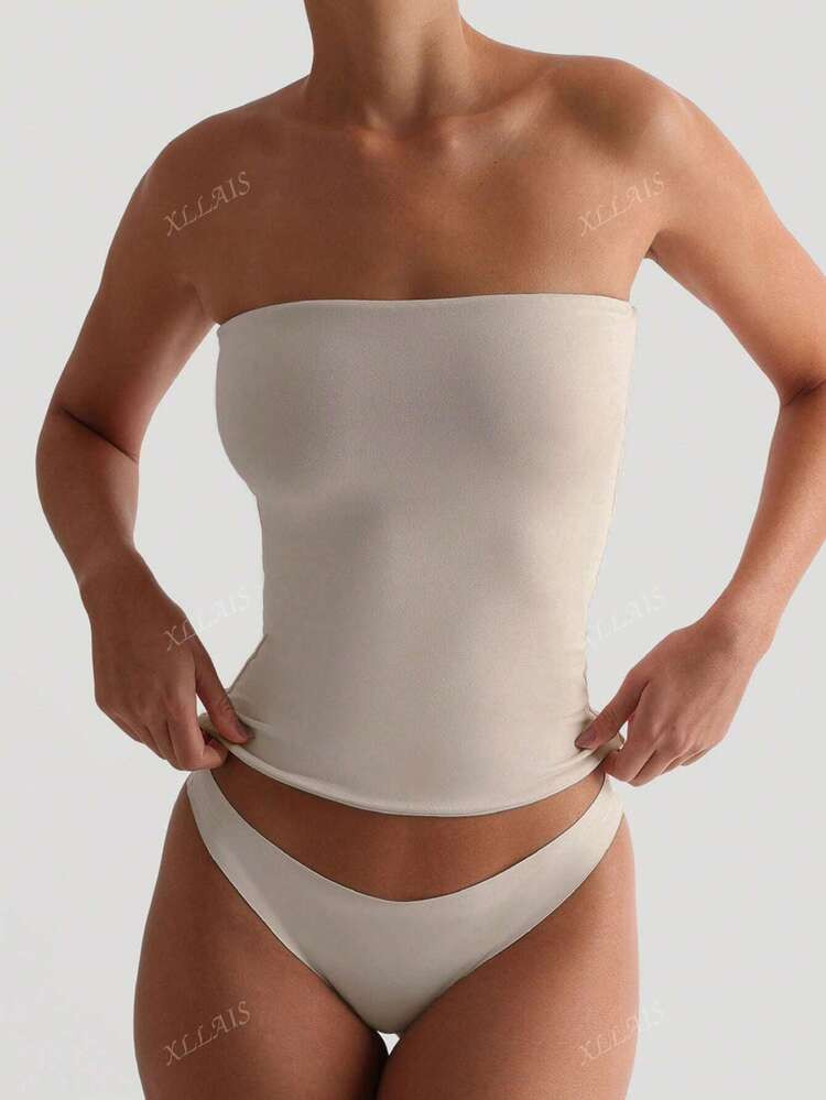 XLLAIS Sexy Trägerloses Basis Top Mit Mode Solider Elastischer Slim Fit Röhren Top Für Frauen Zum Ganzjährigen Tragen | SHEIN