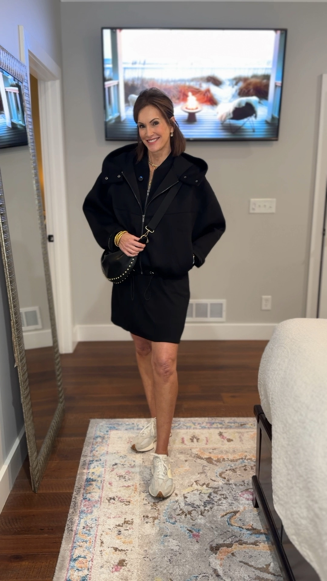 Scuba fabric active dress and jacket. 

Sized up to a Large in the dress to get more length 

I thought I ordered the large jacket but it’s an extra large. Way too big on me but still super cute. 

Travel style 
Activewear
Casual dress 

#LTKStyleTip #LTKWatchNow #LTKTravel