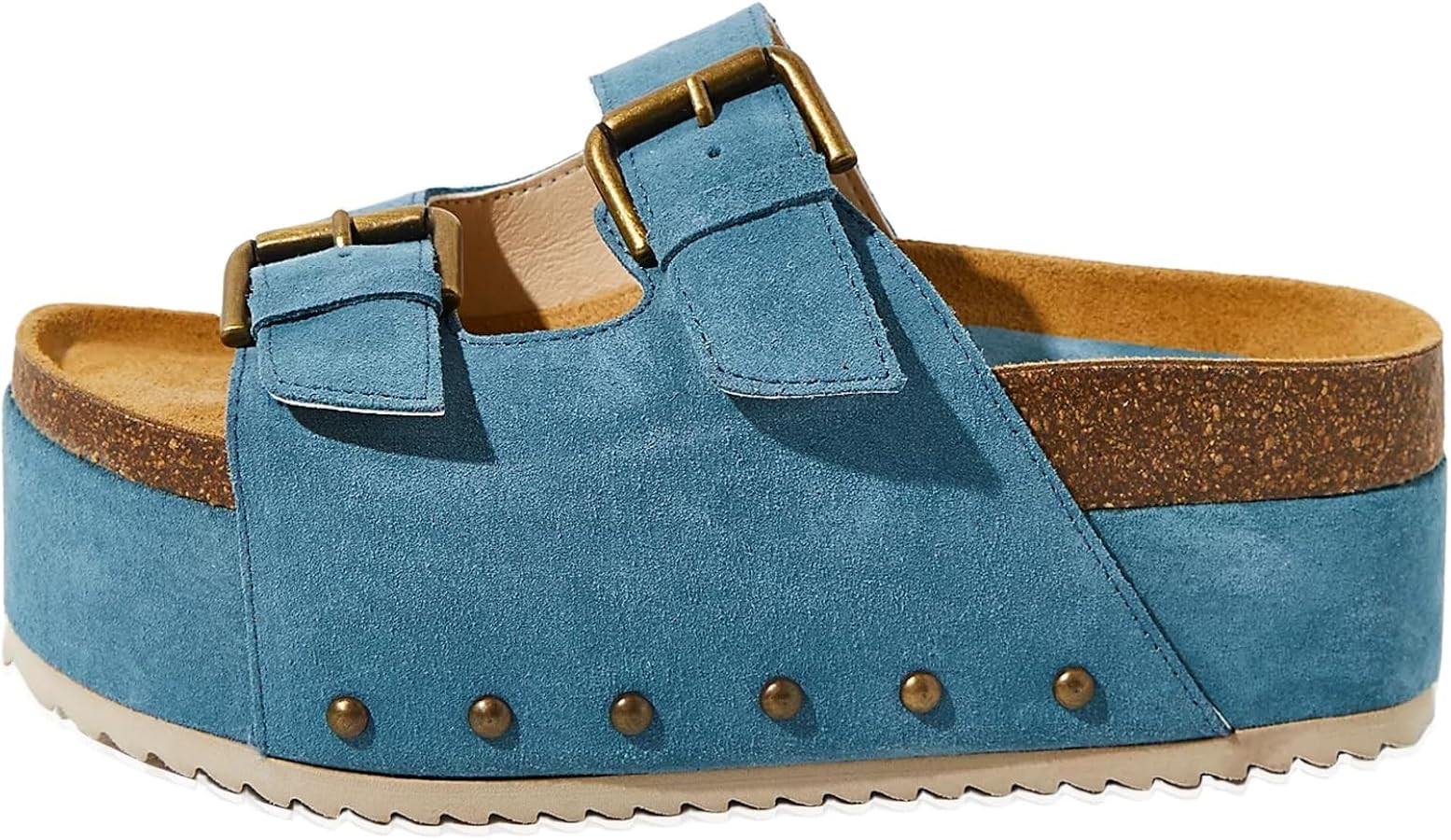 Womens Cork Platform Sandals Adjustable Buckle Straps Band Suede Clogs Platform Slip On Flatform ... | Amazon (US)