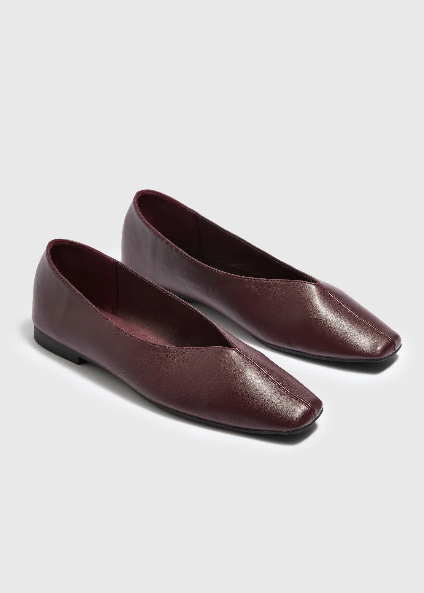 Burgundy Square Ballet Flats Burgundy 4 | Matalan (UK)