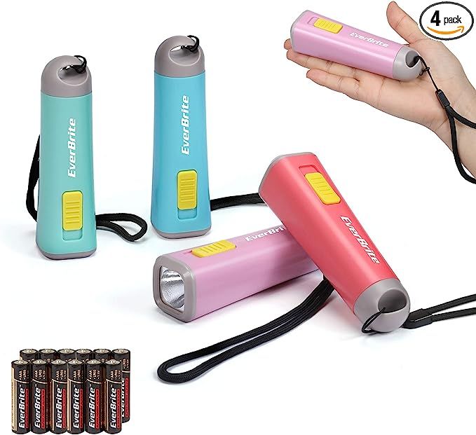 EverBrite 4-Pack Mini LED Plastic Flashlight, Kids Party Favors Torch Colors Assorted for Childre... | Amazon (US)