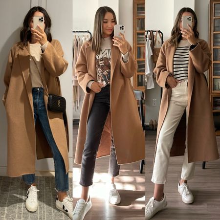Styling straight leg ankle pants with sneakers for fall — my favorite camel coat is restocked!

Camel coat xs Mango
Blue jeans 24 shortest inseam Everlane, sized down one mid wash blue 
Linked similar black was jeans
White jeans 25 tts Everlane 
Sweatshirt small sized up Anine Bing 

Fall outfits inspo / casual style

#LTKtravel #LTKstyletip #LTKworkwear