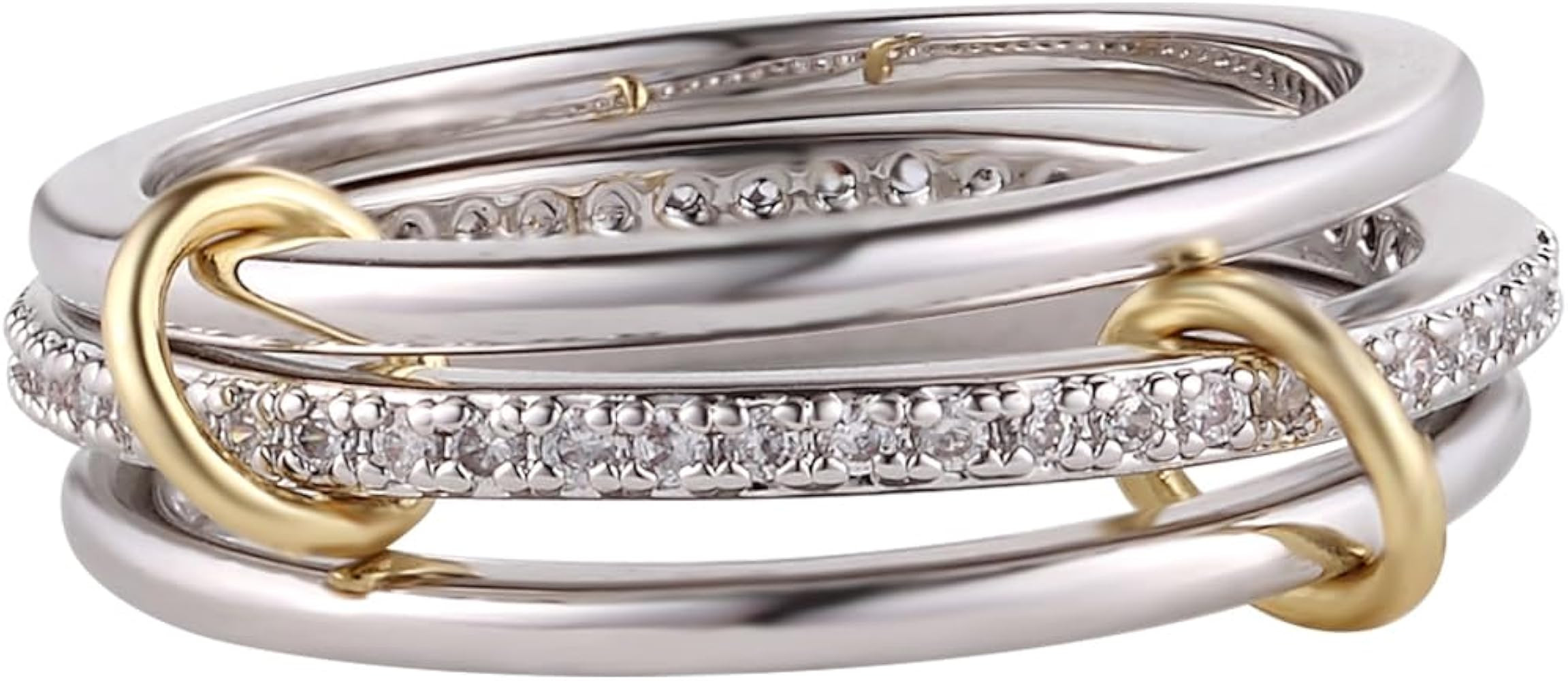 Stackable Rings for Women Non Tarnish, Silver Rings for Women with CZ Cubic Zirconia Band, Silver... | Amazon (US)