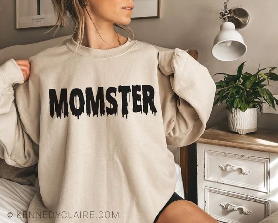 Momster Sweatshirt, Halloween Sweatshirts for Women Halloween Shirts Halloween Crewneck Sweatshir... | Etsy (US)