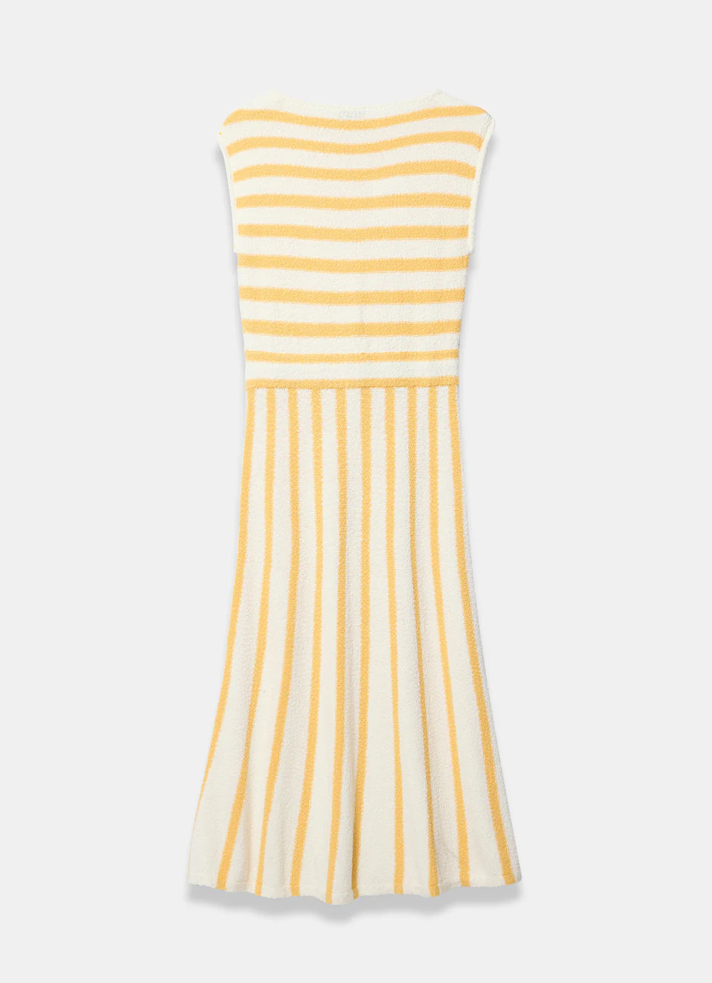Yellow Cotton Blend Striped Midi Dress | Mint Velvet