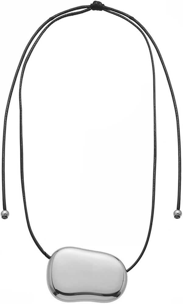 Chunky Gold Pebble Pendant Necklace For Women, Boho Minimalist Bean Heart Pendant Adjustable Blac... | Amazon (CA)