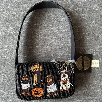 NWT Black Dog Halloween Beaded Bag India Fall Pumpkin Ships TODAY \ud83c\udf83\ud83d\udda4 | eBay US