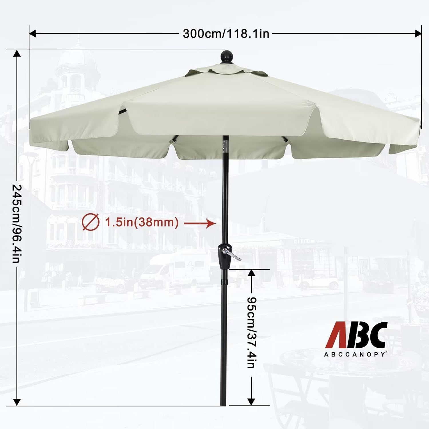 ABCCANOPY Patio Umbrella 10ft - Outdoor Table Umbrella with Push Button Tilt and Crank, 8 Ribs Um... | Amazon (US)